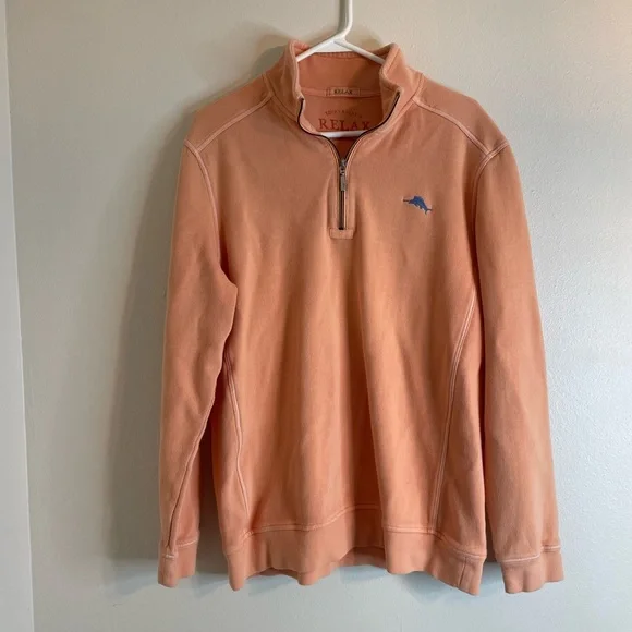 Tommy Bahama orange quarter zip pullover medium